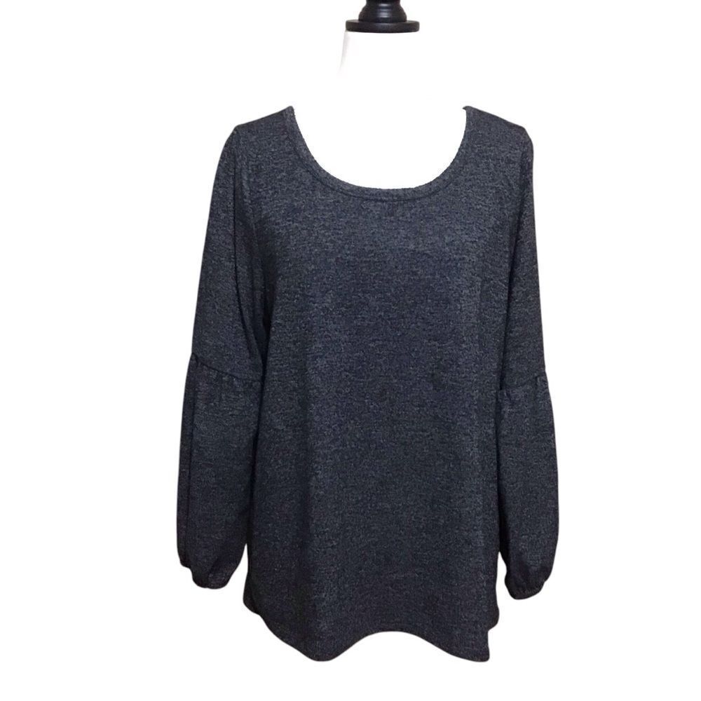Absolutely Famous Gray Lantern Sleeve Top‎ XL